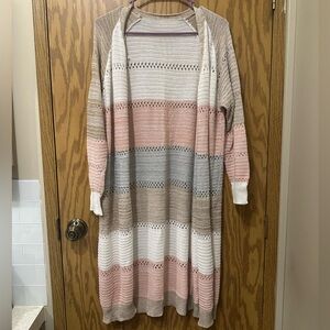 Striped Open Front Cardigan